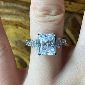 Simulated Diamond Sterling Silver Ring Size 8